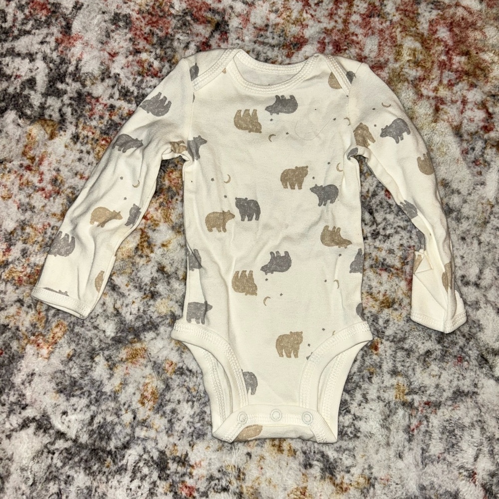 Baby Bear Print Long Sleeve Onesie